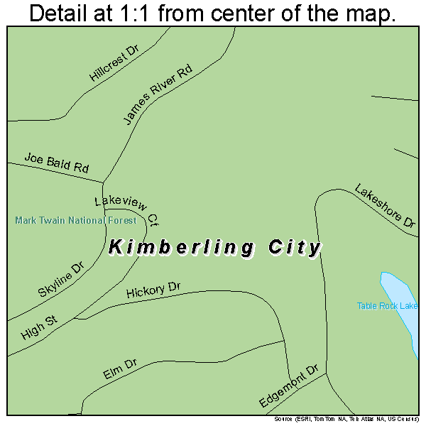 Kimberling City, Missouri road map detail