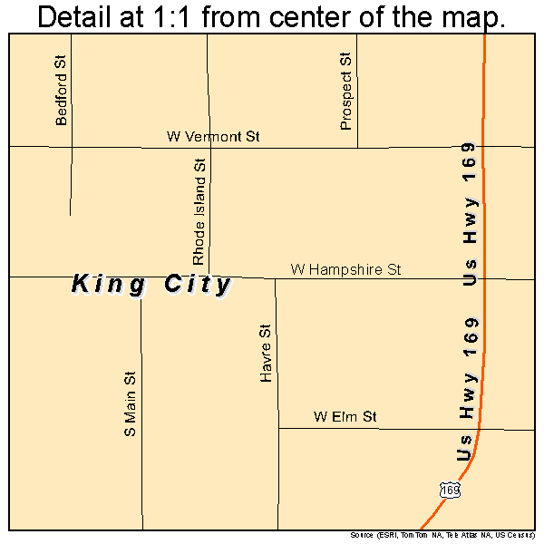 King City, Missouri road map detail