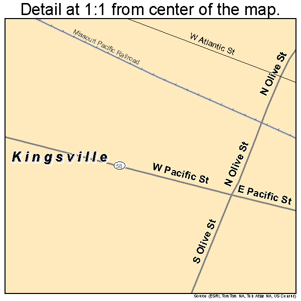 Kingsville, Missouri road map detail