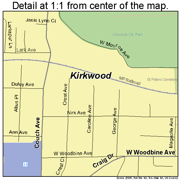 Kirkwood, Missouri road map detail