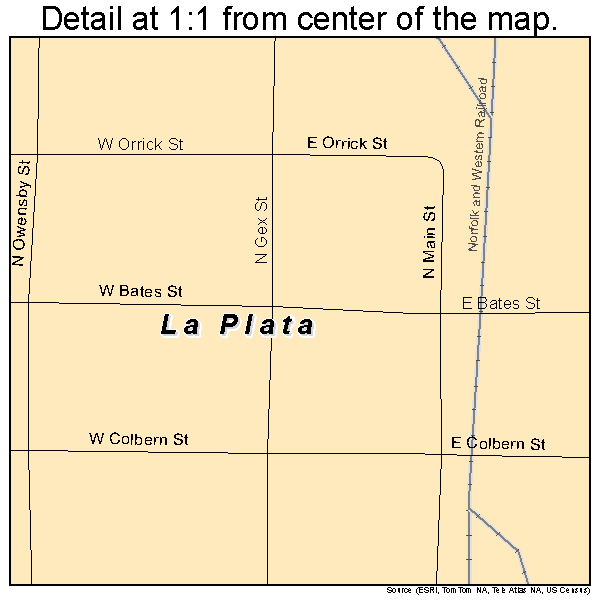 La Plata, Missouri road map detail