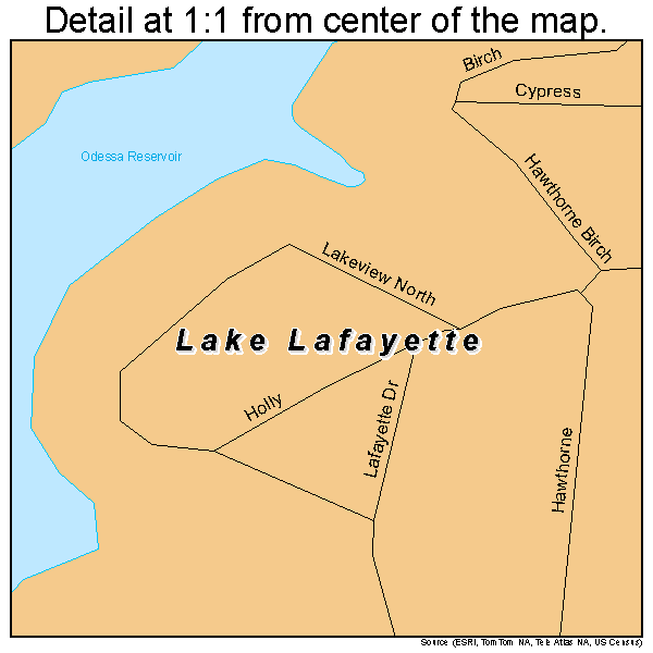 Lake Lafayette, Missouri road map detail
