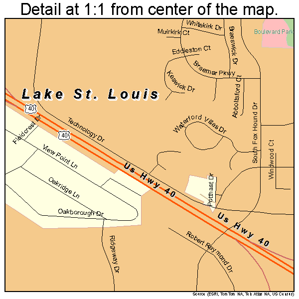Lake St. Louis, Missouri road map detail