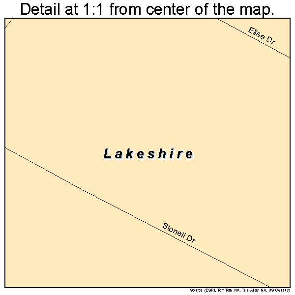 Lakeshire, Missouri road map detail