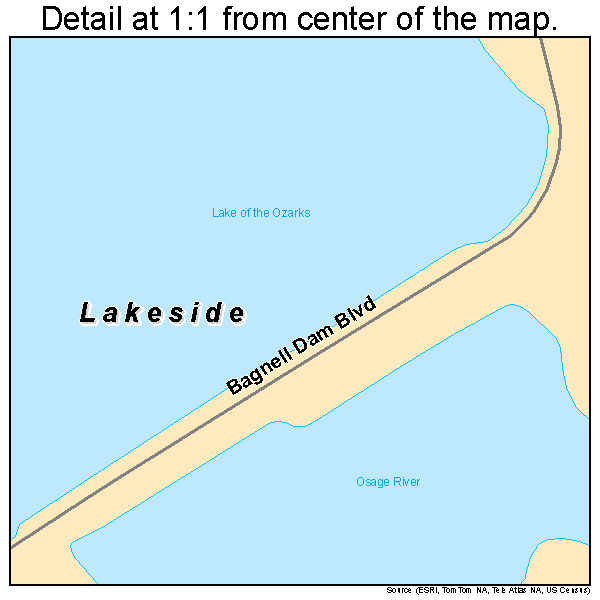 Lakeside, Missouri road map detail
