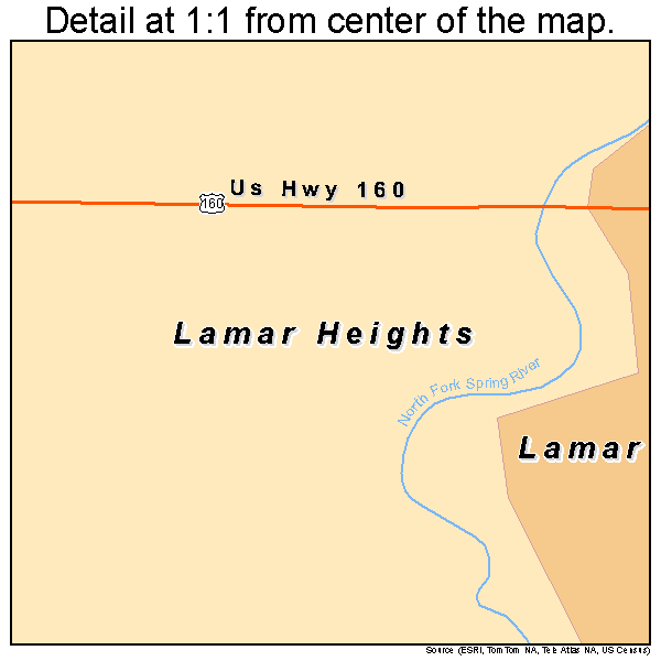 Lamar Heights, Missouri road map detail