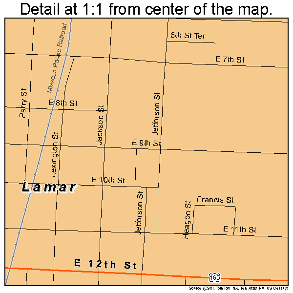 Lamar, Missouri road map detail