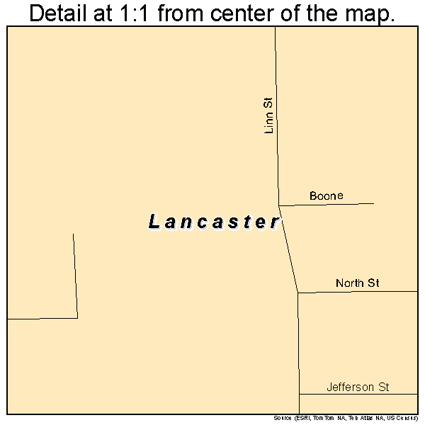Lancaster, Missouri road map detail