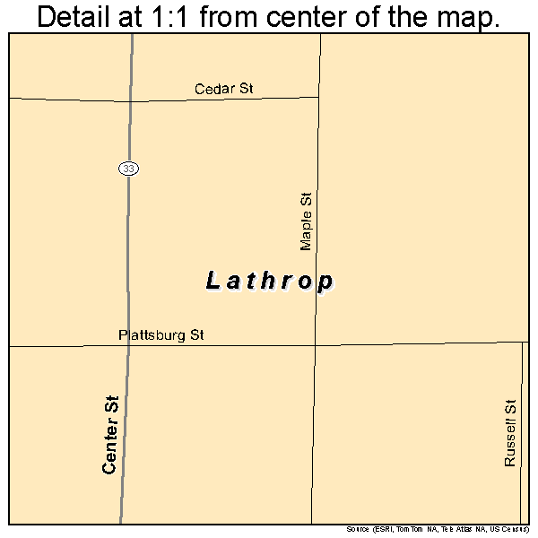 Lathrop, Missouri road map detail