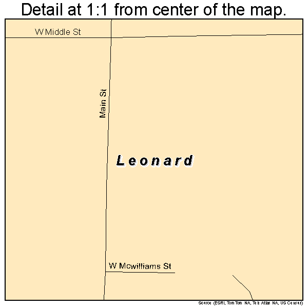 Leonard, Missouri road map detail