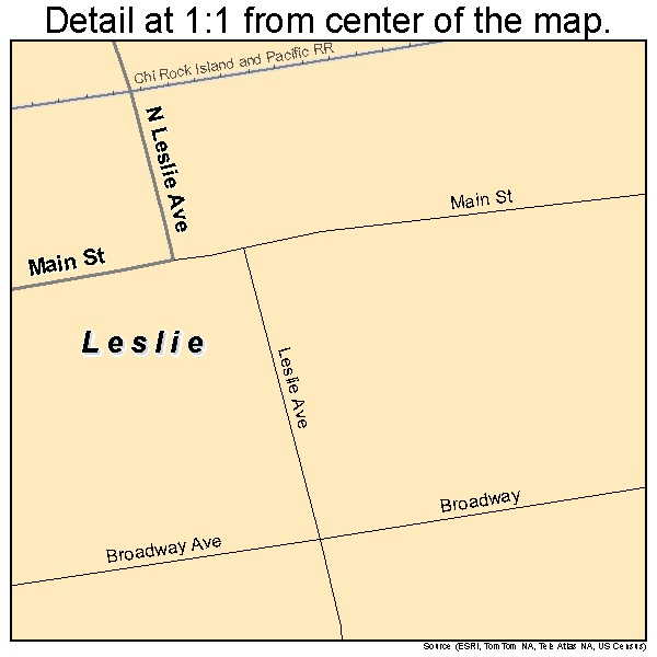 Leslie, Missouri road map detail