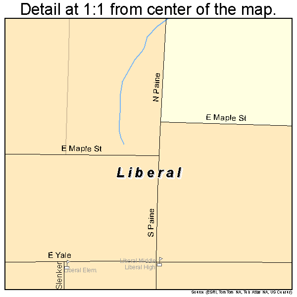 Liberal, Missouri road map detail
