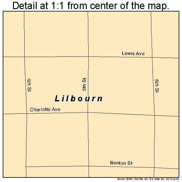Lilbourn, Missouri road map detail