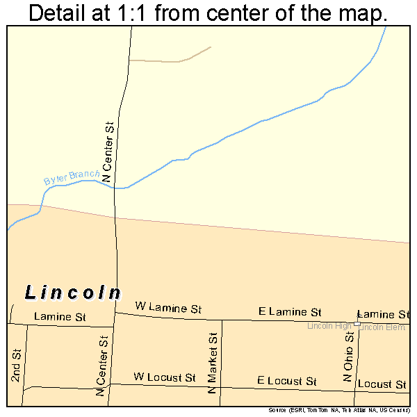 Lincoln, Missouri road map detail