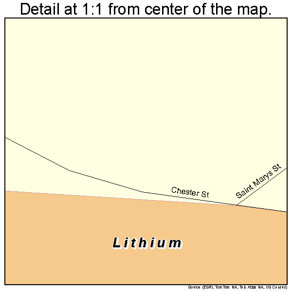 Lithium, Missouri road map detail