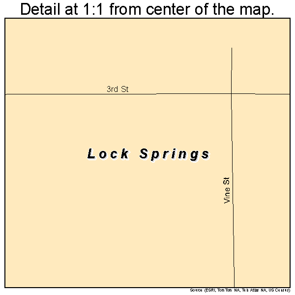 Lock Springs, Missouri road map detail