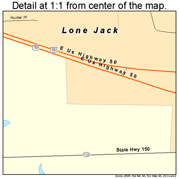 Lone Jack, Missouri road map detail