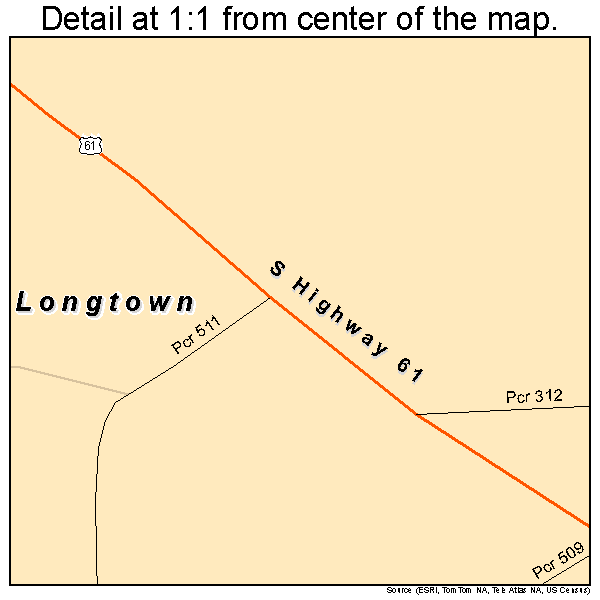Longtown, Missouri road map detail