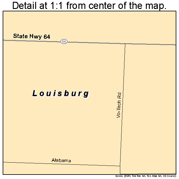 Louisburg, Missouri road map detail
