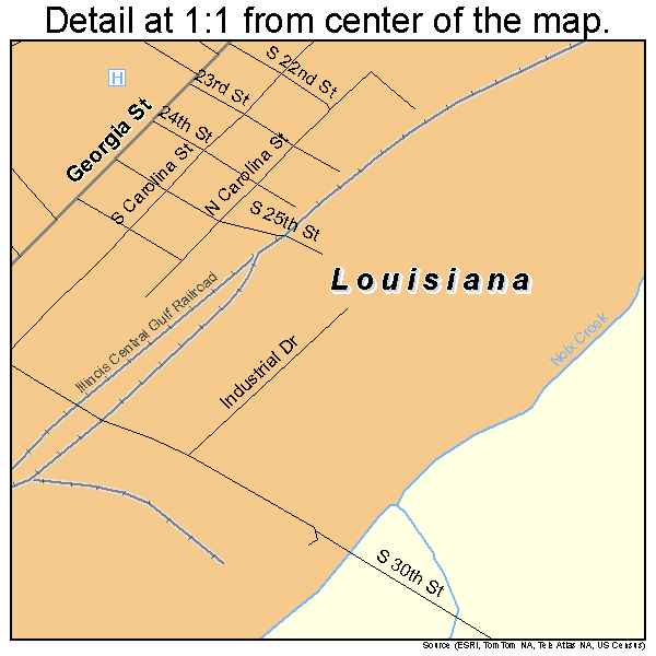 Louisiana, Missouri road map detail