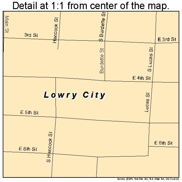 Lowry City, Missouri road map detail