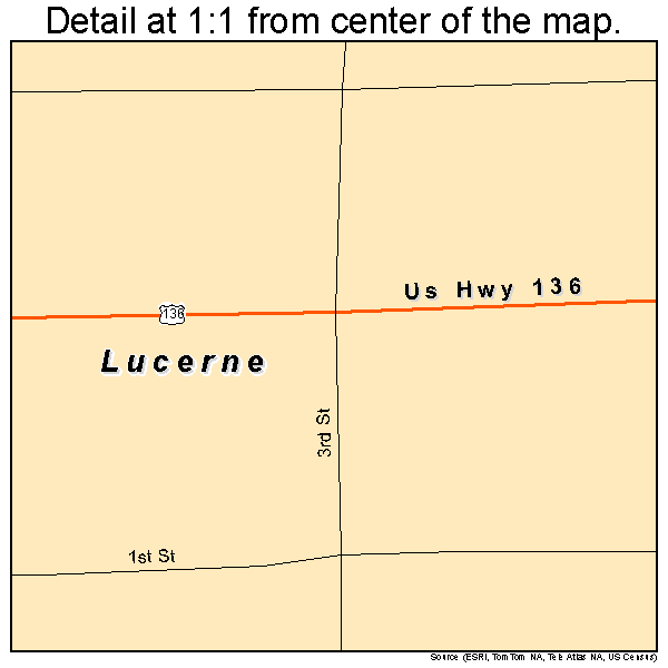 Lucerne, Missouri road map detail