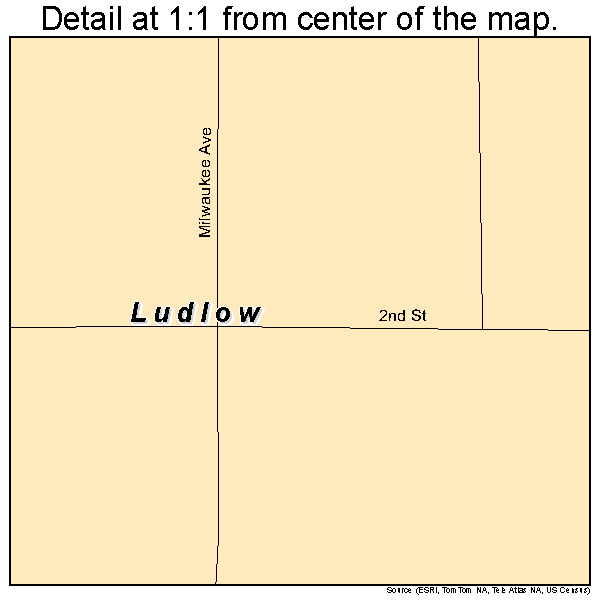 Ludlow, Missouri road map detail