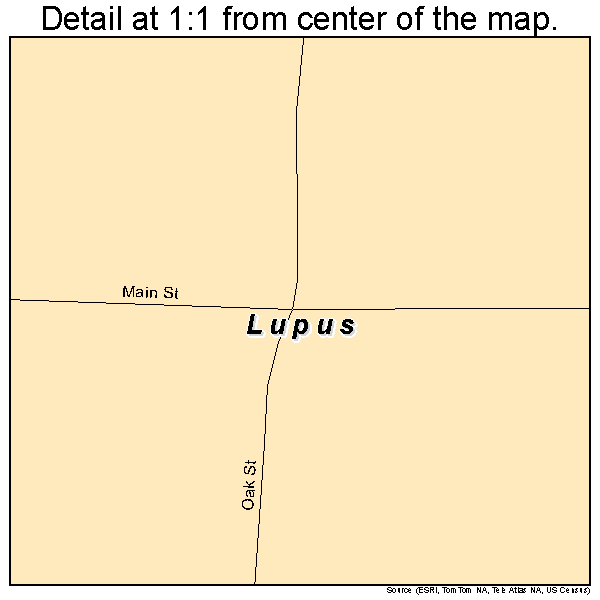Lupus, Missouri road map detail