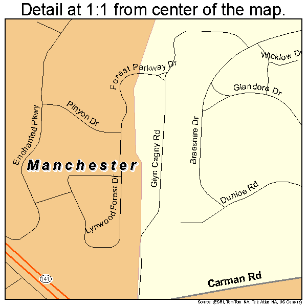Manchester, Missouri road map detail