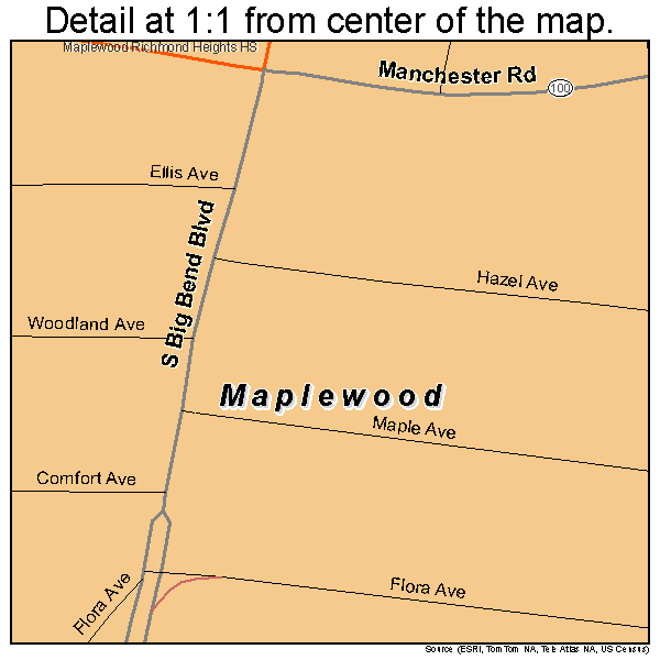 Maplewood, Missouri road map detail