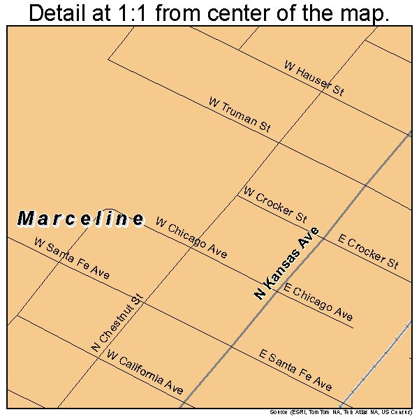 Marceline, Missouri road map detail