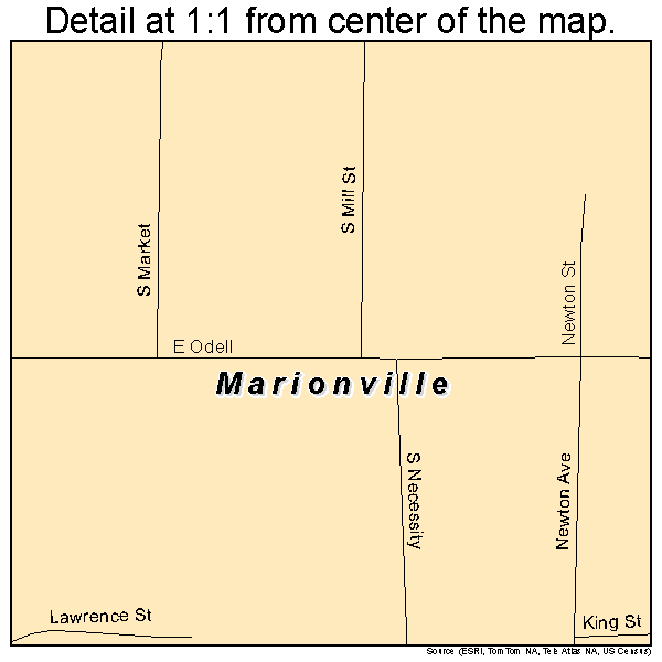 Marionville, Missouri road map detail