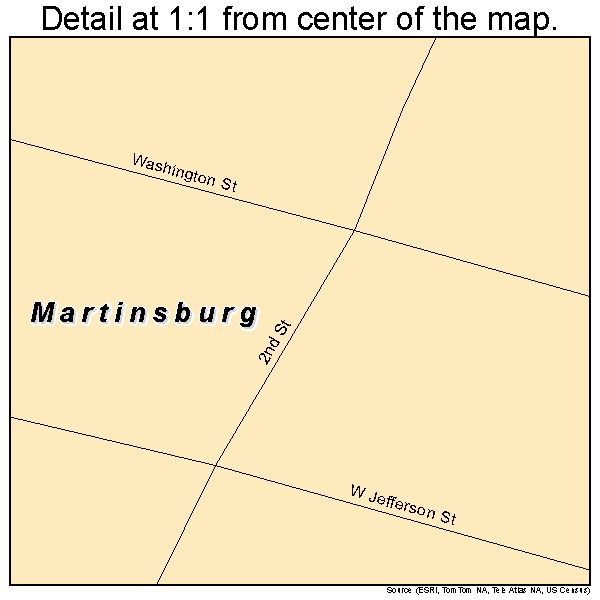 Martinsburg, Missouri road map detail
