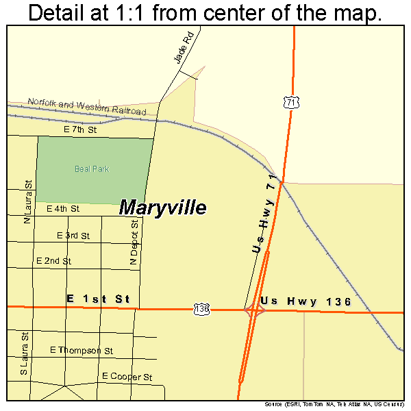 Maryville, Missouri road map detail