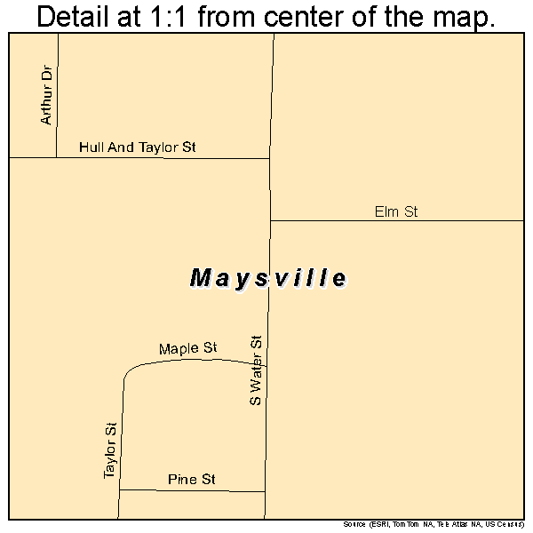 Maysville, Missouri road map detail