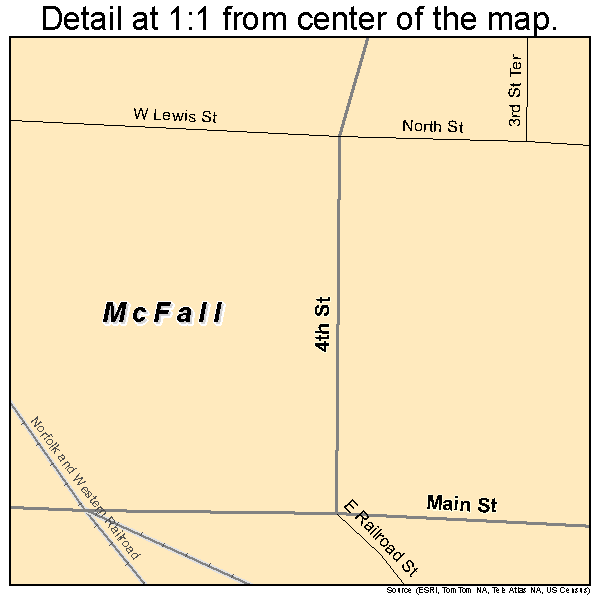 McFall, Missouri road map detail