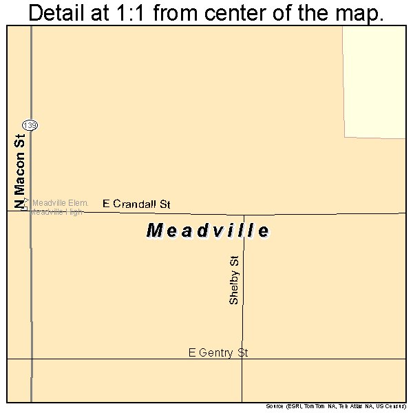 Meadville, Missouri road map detail