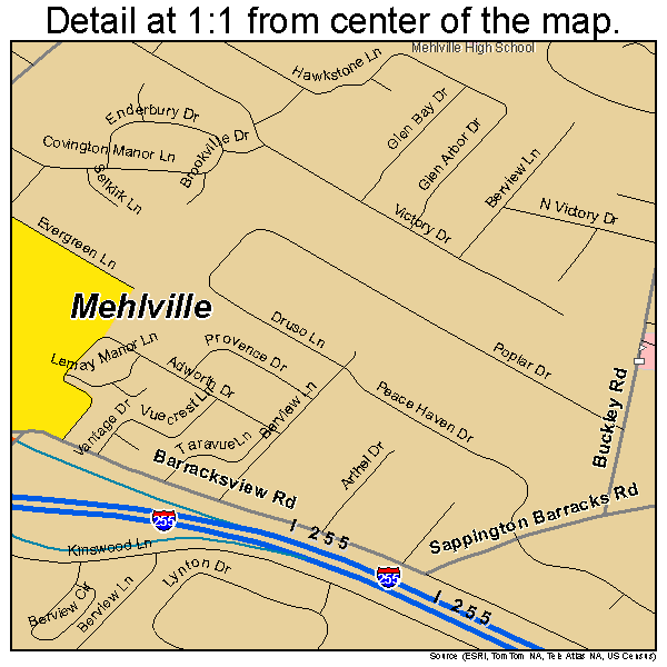 Mehlville, Missouri road map detail