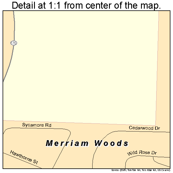 Merriam Woods, Missouri road map detail