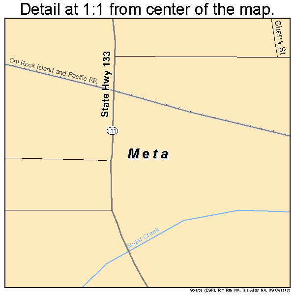Meta, Missouri road map detail
