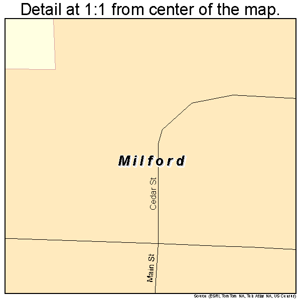 Milford, Missouri road map detail