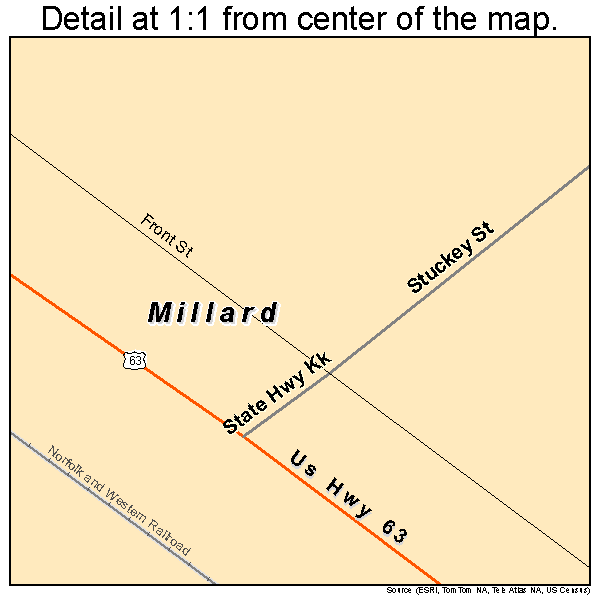 Millard, Missouri road map detail