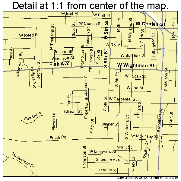 Moberly, Missouri road map detail