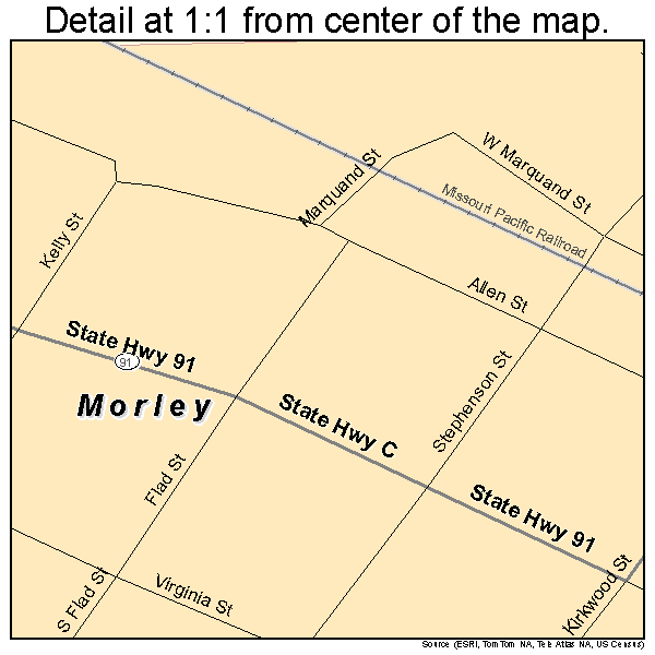 Morley, Missouri road map detail