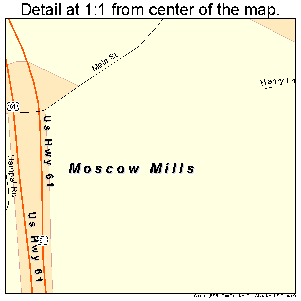 Moscow Mills, Missouri road map detail