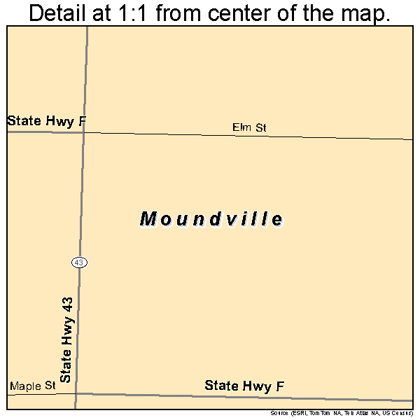 Moundville, Missouri road map detail