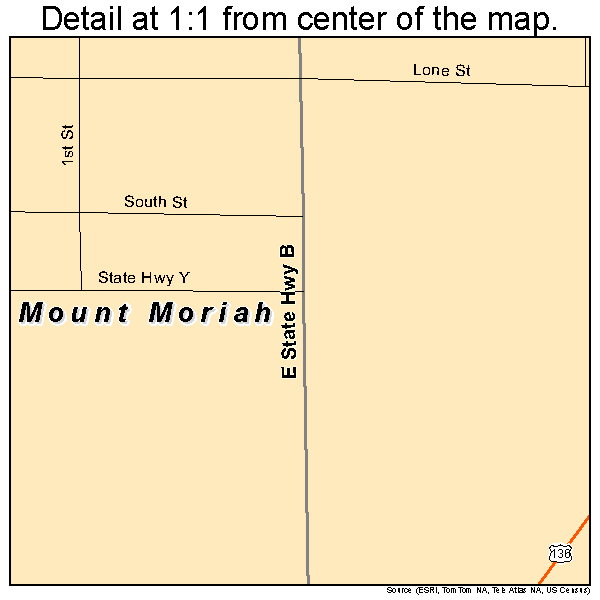 Mount Moriah, Missouri road map detail