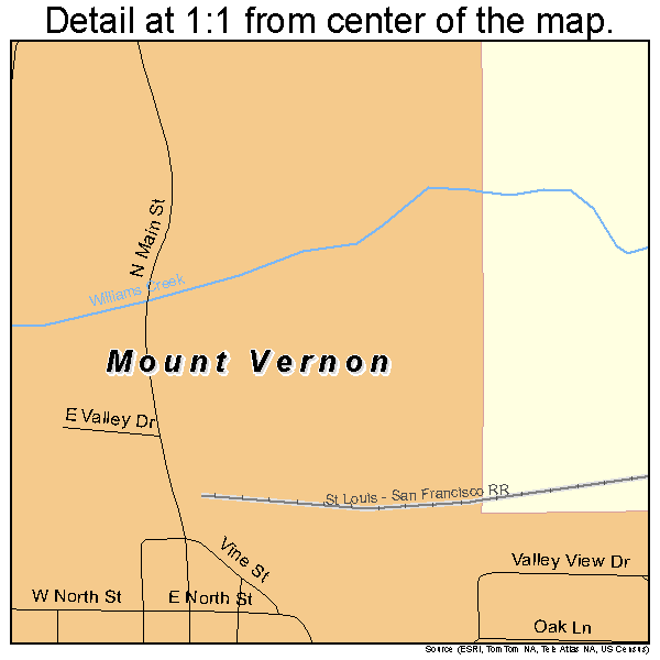 Mount Vernon, Missouri road map detail