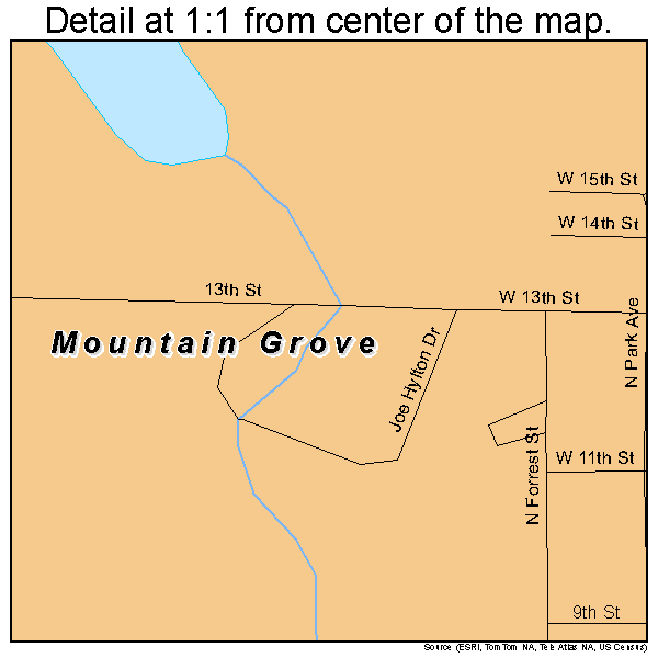 Mountain Grove, Missouri road map detail