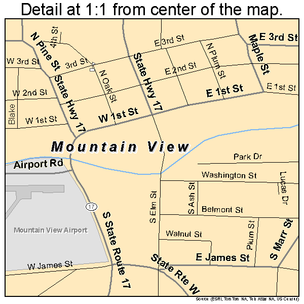 Mountain View, Missouri road map detail